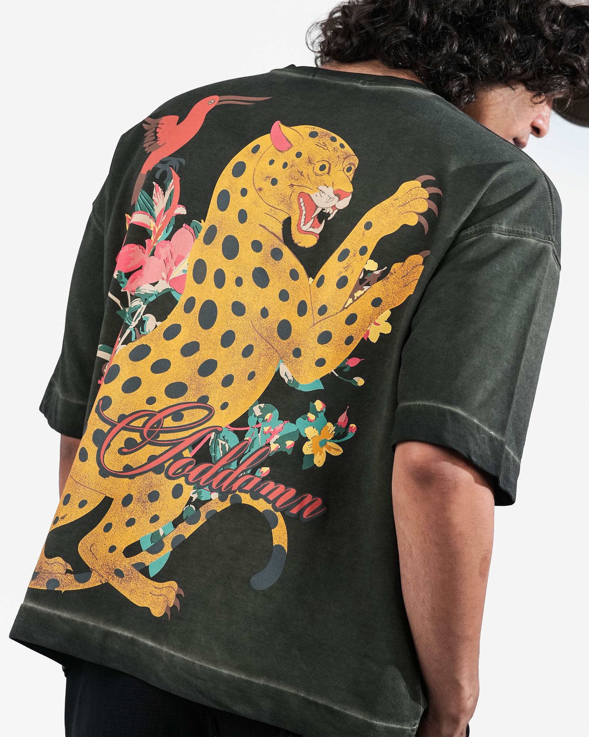 Wild Realm - Olive Pigment Washed Oversized T-shirt – Khaaki