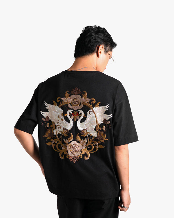 The Swan Opera - Black Embroidered T-Shirt