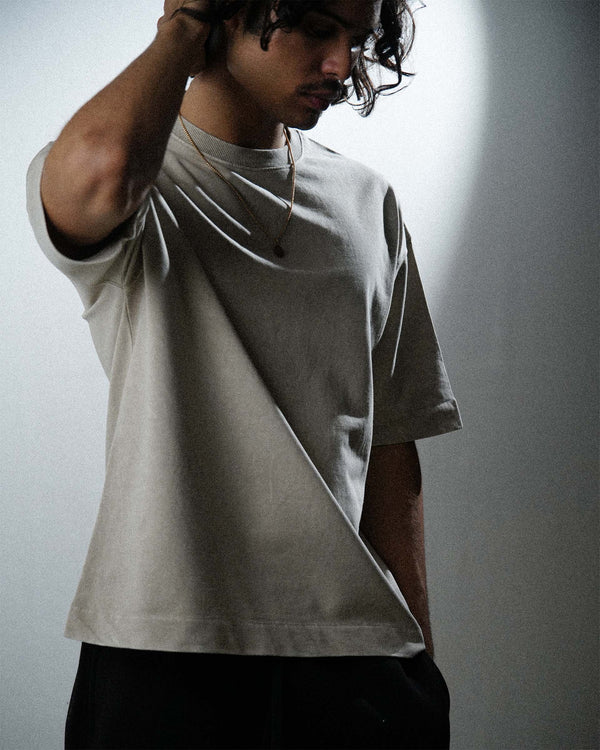 Cream Fade - Oversized Washed Solid T-shirt