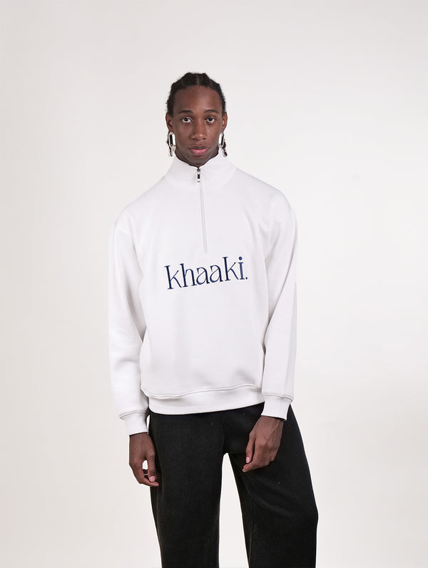 God's Child - White Quarter Zip Drop Shoulder Men Oversized Sweatshirt