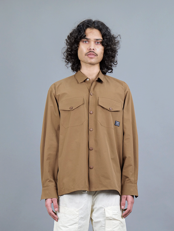 Utility - Coffee Double Pocket Oversized Men Shirt