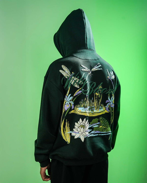 Wild Bloom - Bottle Green Oversized Hoodie