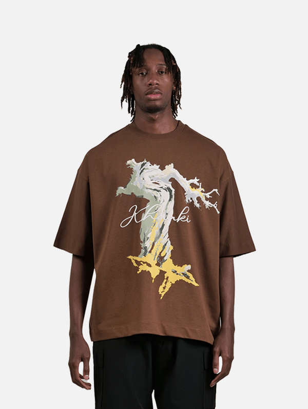 Olive Tree - Coffee Graphic Drop Shoulder Unisex Oversized T-Shirt