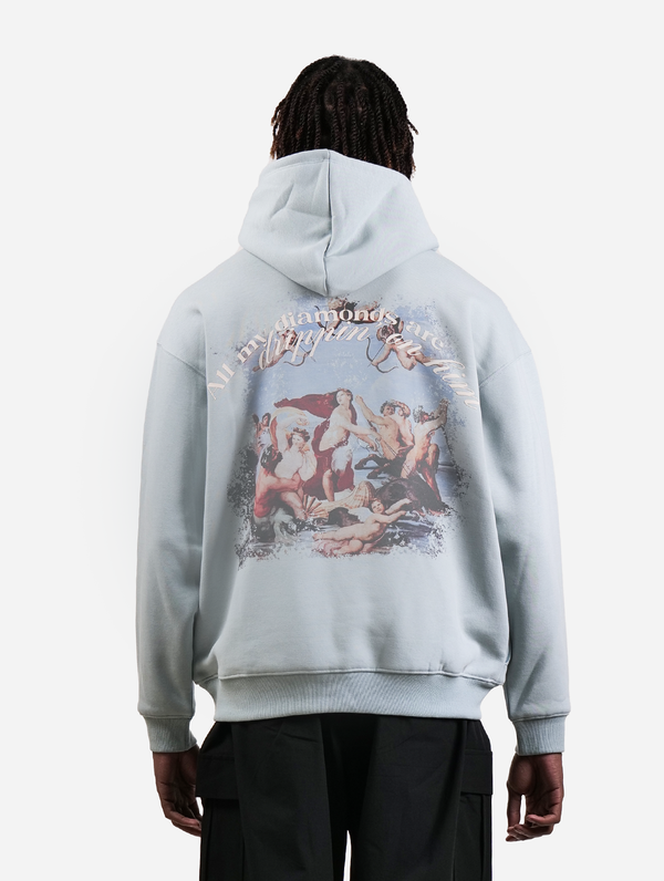 Diamonds - Stone Blue Renaissance Drop Shoulder Unisex Oversized Hoodie