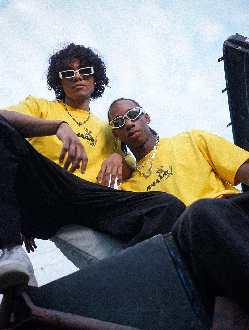 Anchor - Yellow Graphic Drop Shoulder Men Oversized T-Shirt – Khaaki
