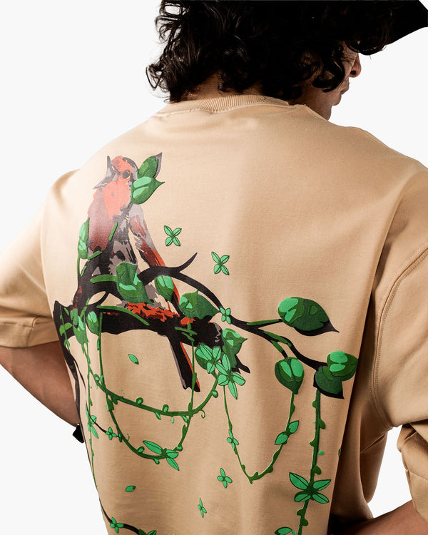 A True Sparrow - Beige Oversized T-Shirt