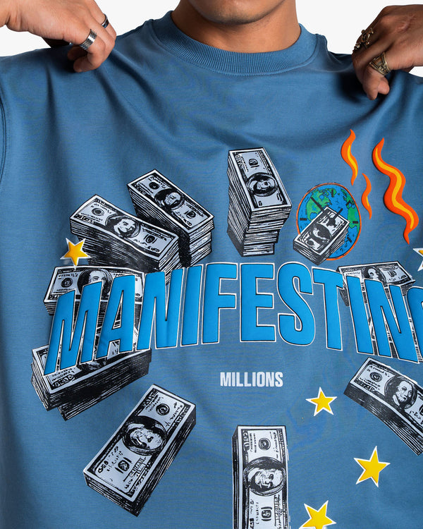 Manifesting - Blue Oversized T-shirt