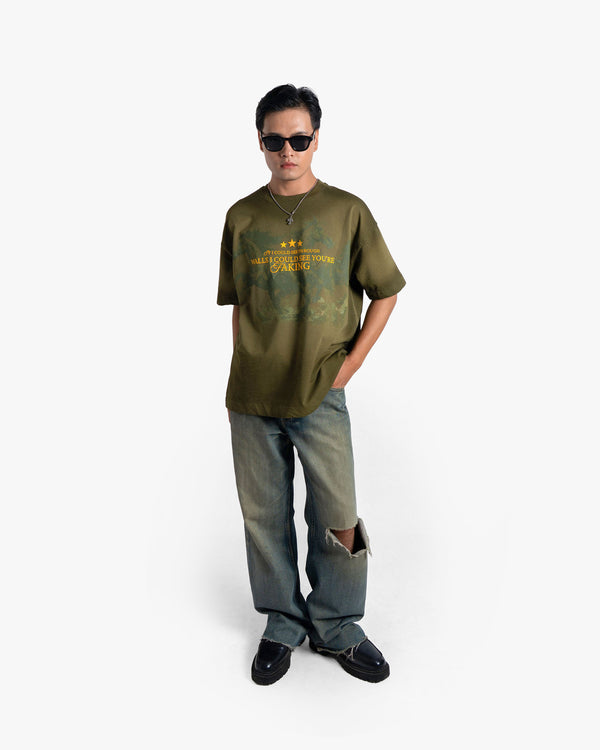 Faking Fades - Olive Fade Washed Oversized T-shirt