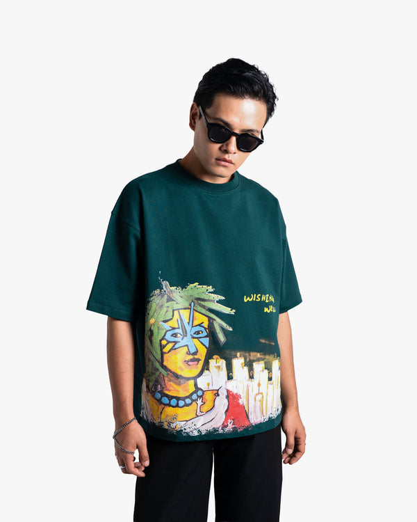 Wishing Well - Bottle Green Oversized T-Shirt