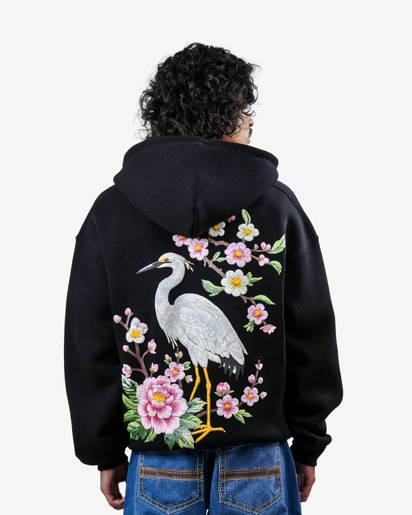 Bloomed - Black Oversized Zipper Hoodie