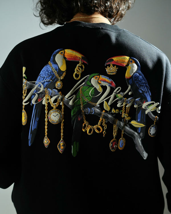 Rich Wings - Black Oversized Sweatshirt