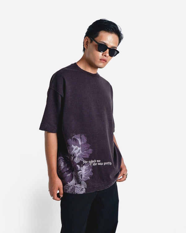 Timeless Beauty - Wine Washed Oversized T-shirt