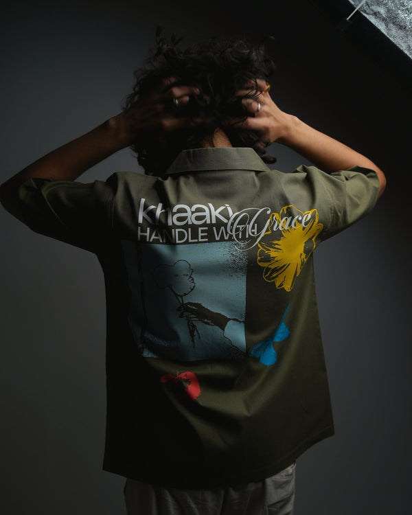 Handle With Grace - Olive Printed Shirt